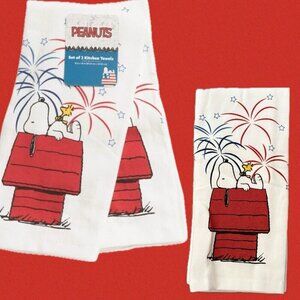 Peanuts Snoopy & Woodstock Dog House Firework Graphic Cotton Kitchen Towels-2 Pk